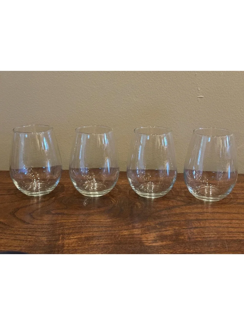 Vintage Libbey Glass Pitcher and Set of 4 Stemless Wine Glasses